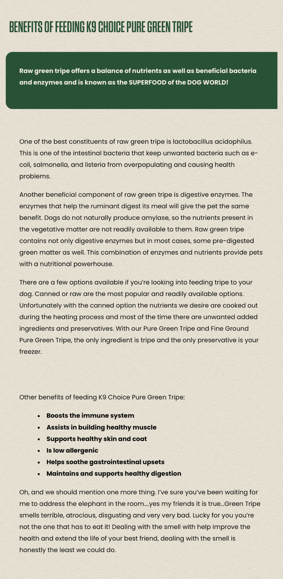 K9 Choice Green Tripe Fine 3lb