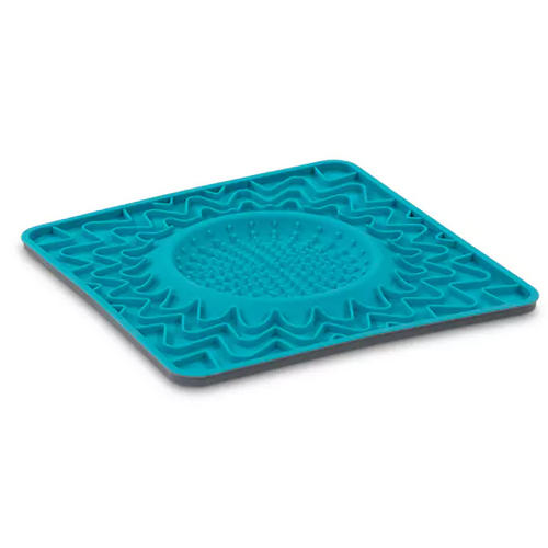 Messy Mutts Framed Silicone Interactive Licking Bowl Mat 10x10, Blue