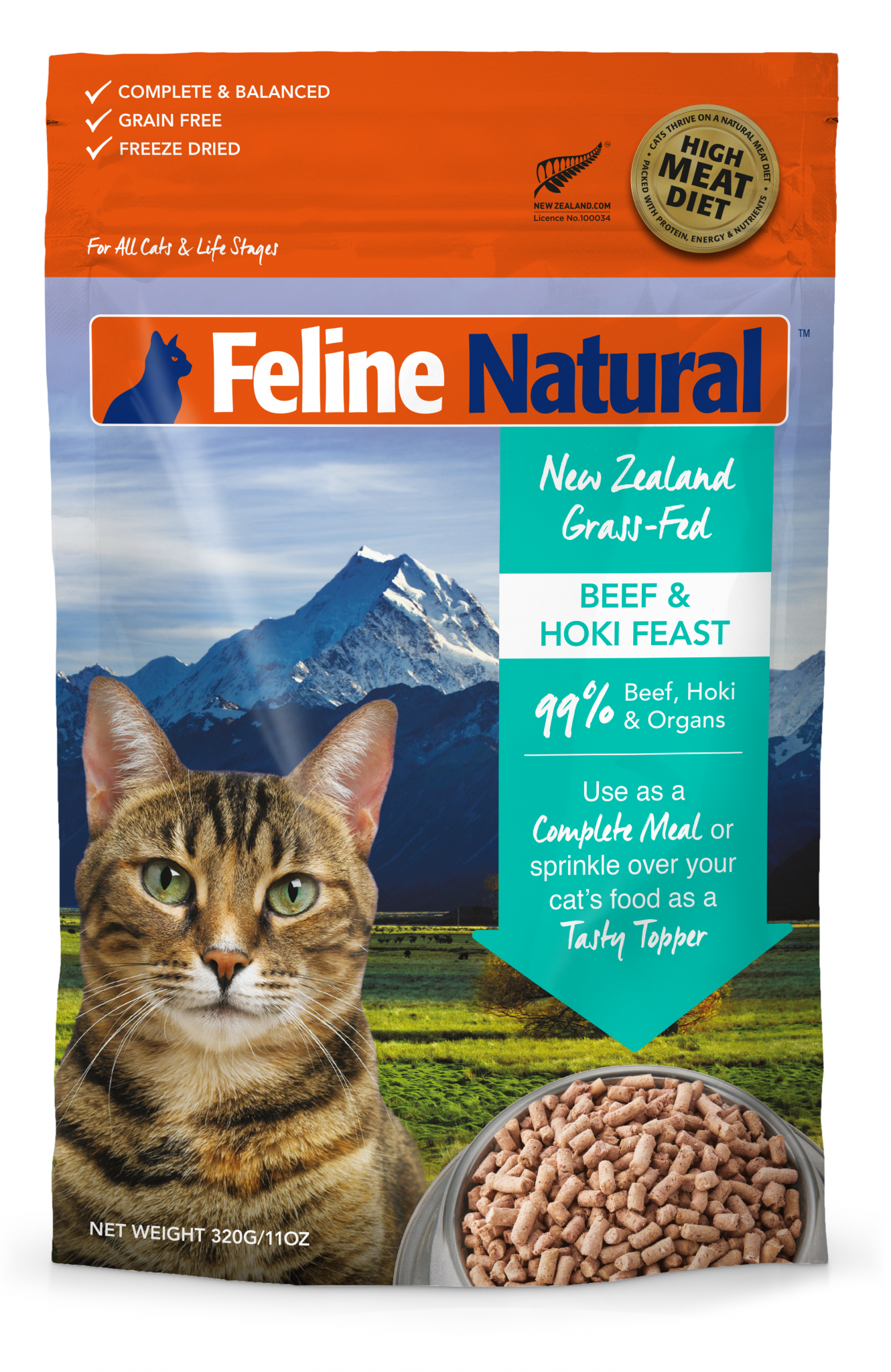 Feline Natural Freeze Dried Cat Food - Beef & Hoki
