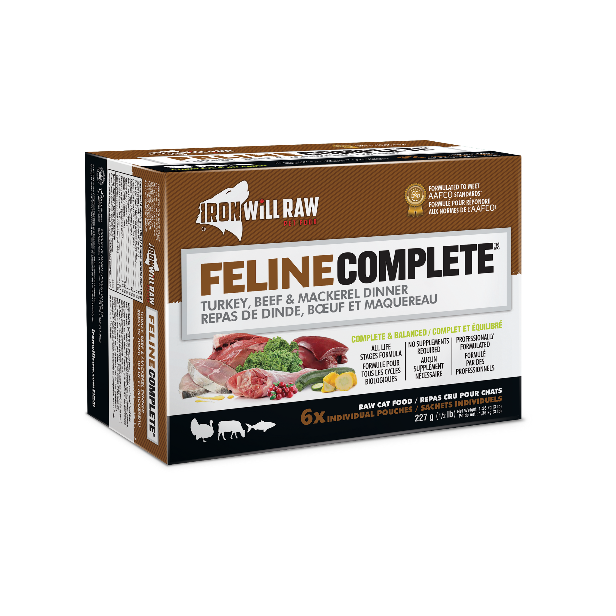 Iron Will Raw Feline Complete Turkey, Beef & Mackerel Dinner