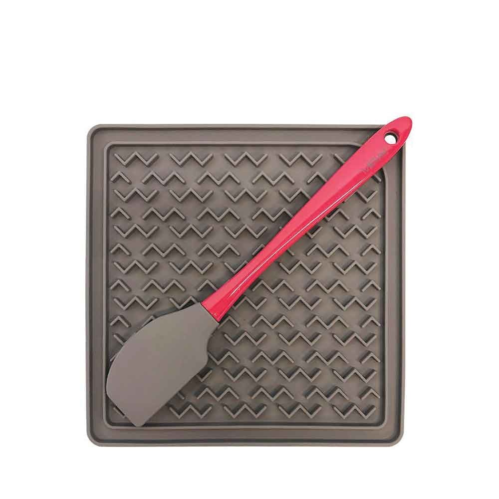 Messy Mutts Silicone Therapeutic Lick Mat LG with Silicone Spatula