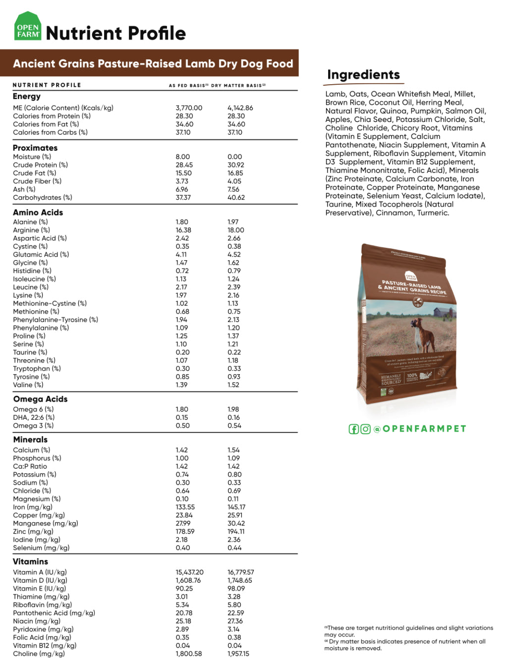 Open Farm Pasture-Raised Lamb & Ancient Grains Dry Dog Food